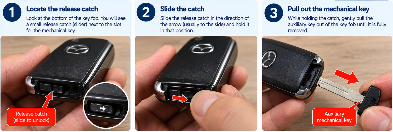 Clear a safe workspace and remove the auxiliary key