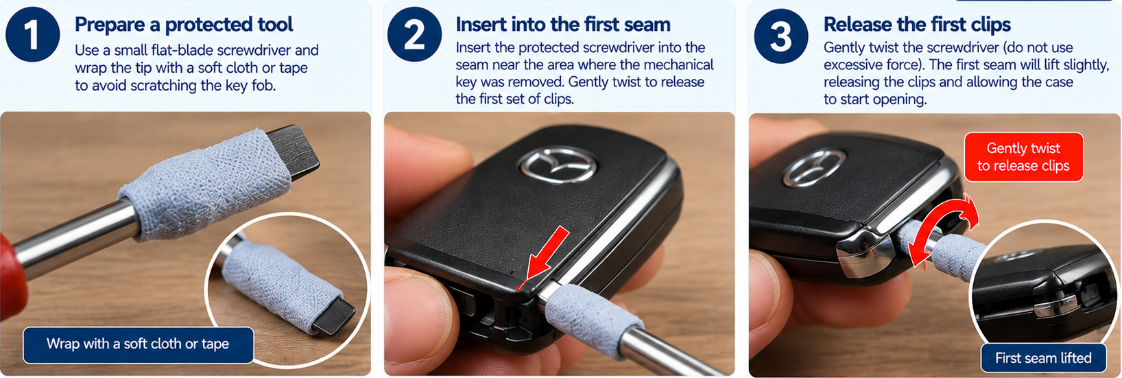 Loosen the first case seam